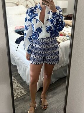 Zara Blue & White Shorts
